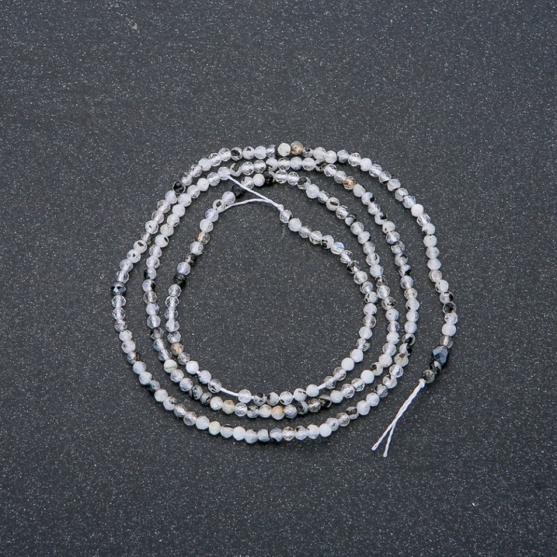 Thread of natural Adularia, faceted beads, 2 mm diameter, 40 cm length