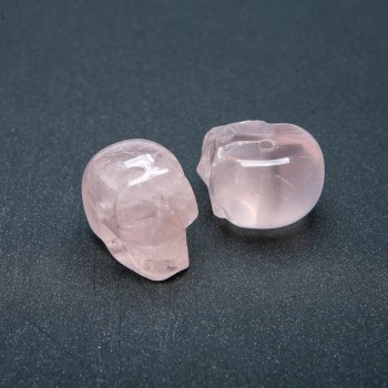 Skull-shaped Bead, Natural Pink Quartz 25x19mm +