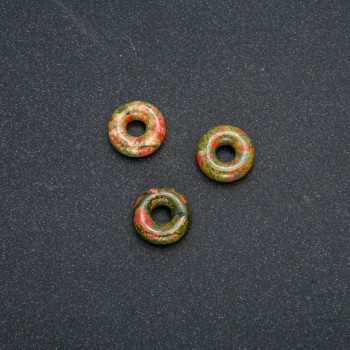 Pandora Bead with Natural Stone Heliotrope Unakite 15x4 mm, hole diameter 5 mm+