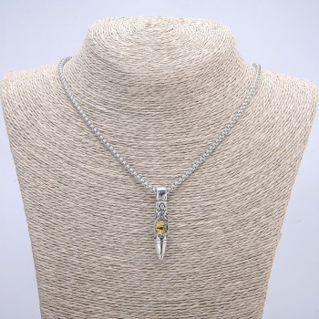 Pendant 'Dragon Eye Ball' 45x10 mm on a chain, length 70 cm, silver-colored metal