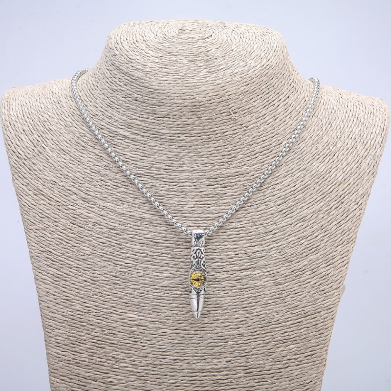 Pendant 'Dragon Eye Ball' 45x10 mm on a chain, length 70 cm, silver-colored metal