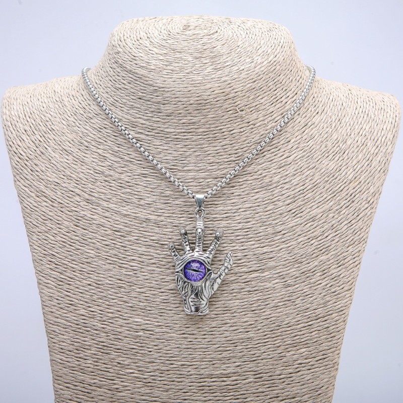 Pendant 'Dragon's Eye Hand' 55x30 mm on a chain, length 70 cm + A147: A191 + silver metal