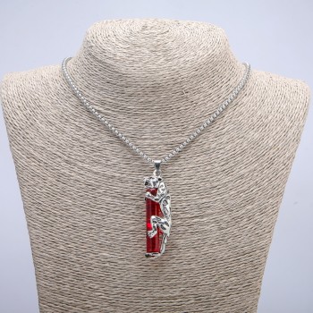 Pendant "Leopard" 60x16mm on a chain, length 70cm +/- silver metal