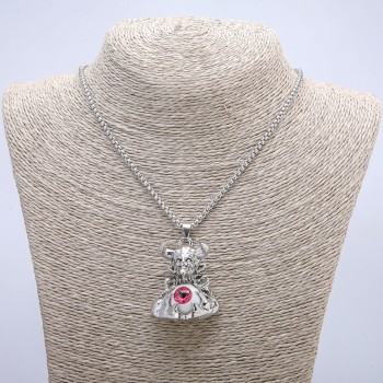Pendant "Demon with an Eye" 45x30mm on a chain, length 70 cm ± silvery metal