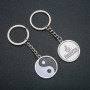 Keychain 'Yin Yang', diameter 31 mm, total length 8 cm, silver-colored metal