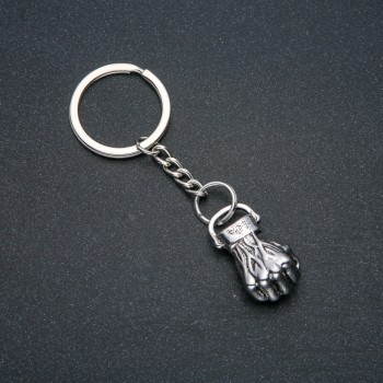 Keychain 'Fist', diameter 32x18 mm, length 9 cm, silver metal