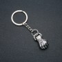 Keychain 'Fist', diameter 32x18 mm, length 9 cm, silver metal