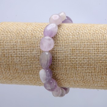 Elastic bracelet with natural amethyst faceted beads, diameter 14x10 mm, circumference 18 cm +