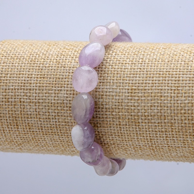 Elastic bracelet with natural amethyst faceted beads, diameter 14x10 mm, circumference 18 cm +
