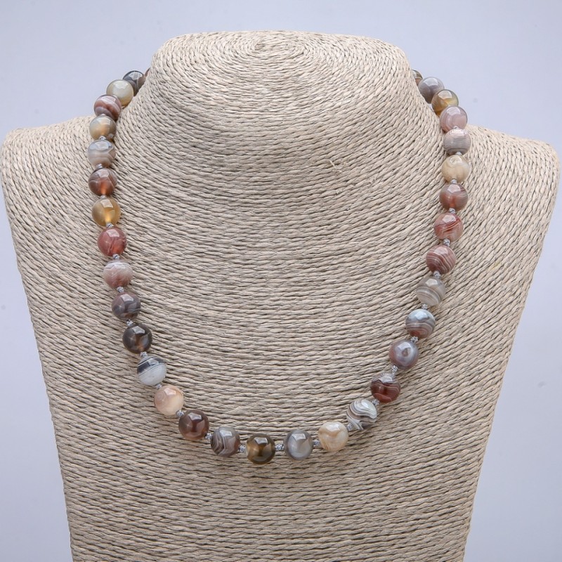 Botswana agate beads — smooth spheres, 10 mm diameter, 45 cm length +
