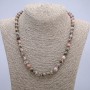 Rhodochrosite natural stone necklace with smooth beads, 6 mm diameter, 45 cm length +