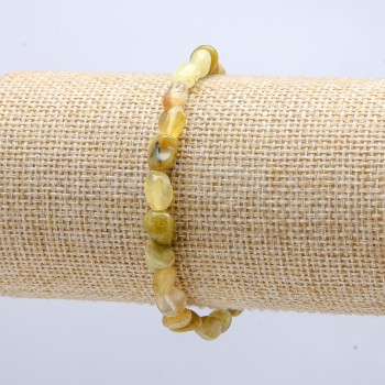 Elastic bracelet with natural yellow opal, faceted, 7x6 mm, 18 cm long