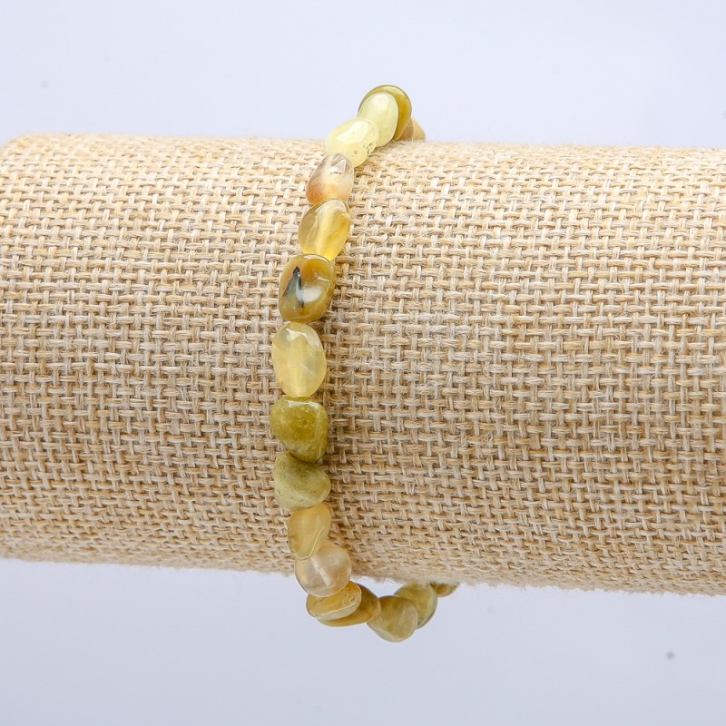 Elastic bracelet with natural yellow opal, faceted, 7x6 mm, 18 cm long