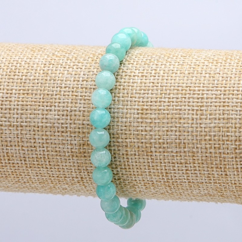 Elastic bracelet with natural amazonite, smooth bead, 6 mm diameter, 18 cm circumference +