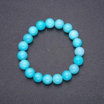Stretch bracelet with Aquamarine (name) smooth bead, diameter 10(±)mm, circumference 18 cm