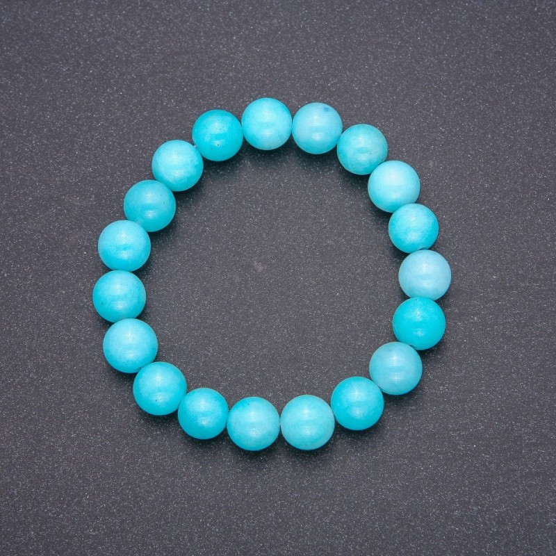 Stretch bracelet with Aquamarine (name) smooth bead, diameter 10(±)mm, circumference 18 cm
