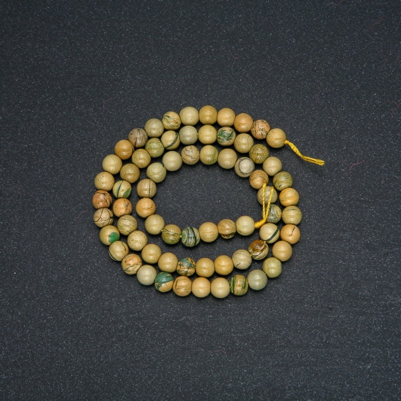 Yellow Jasper Beads on Thread, Smooth Round Beads, 6mm Diameter, 38cm Length +