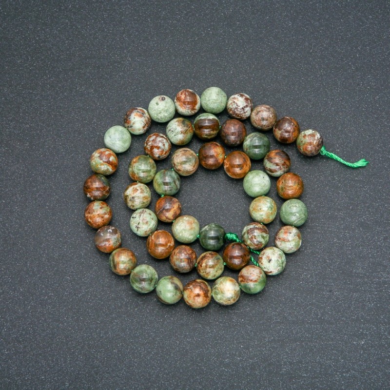 Beads on Thread, Natural Stone Green Jasper, Smooth Bead, 8mm Diameter, 38cm Length +