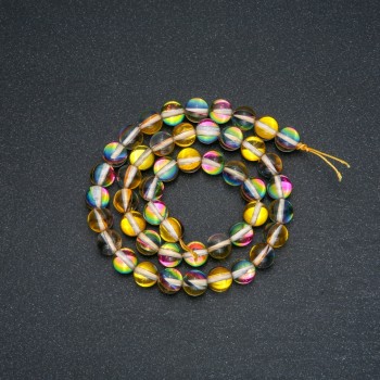 Beads on thread, Opal Glass, Yellow Chameleon, Smooth Ball, 8 mm diameter, 38 cm length +