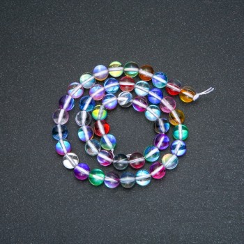 Beads on Thread Opal Glass Assortment of Flower Colors, Chameleon, Smooth Ball, 8 mm Diameter, 38 cm Length +