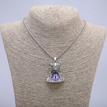 Pendant "Demon with a Dragon's Eye" 45x30 mm on a chain, length 70 cm +/- silver-tone metal