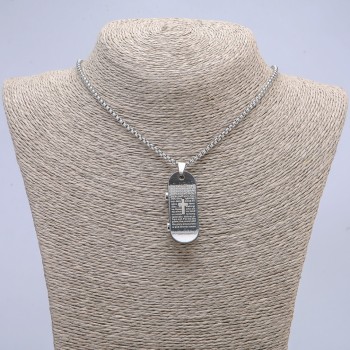 Pendant 'Skate and Prayer' 48x18 mm on chain, length 70 cm, silver-colored metal