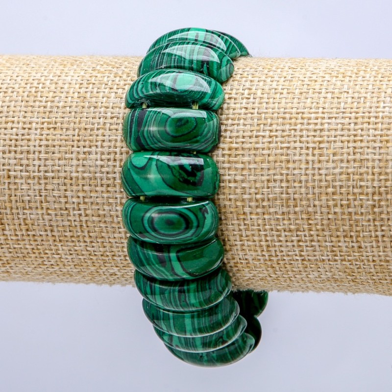 Malachite Elastic Bracelet (Pressed) Smooth Link 21×9mm+
