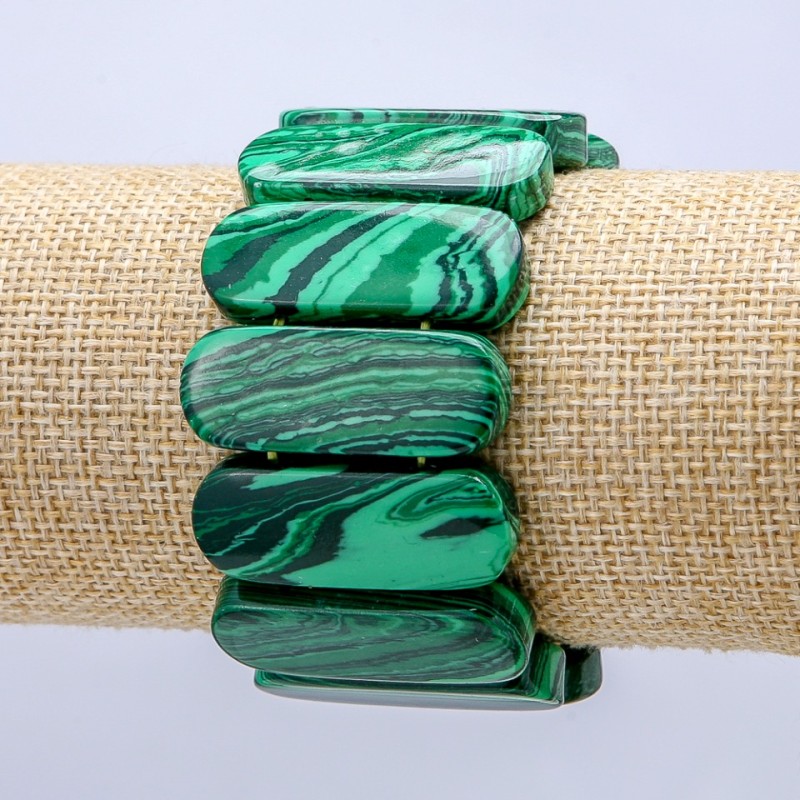 Elastic Malachite Bracelet (pressed) Smooth Link 35x13mm+