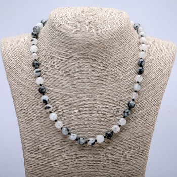 Hair Quartz Natural Stone Bead Necklace, Smooth Round Beads, 8 mm Diameter, 45 cm Length+
