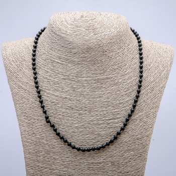 Necklace with natural shungite beads, smooth spheres, diameter 4-5 mm, length 45 cm