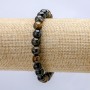 Elastic bracelet with natural Falcon's Eye beads, smooth, 8 mm diameter+