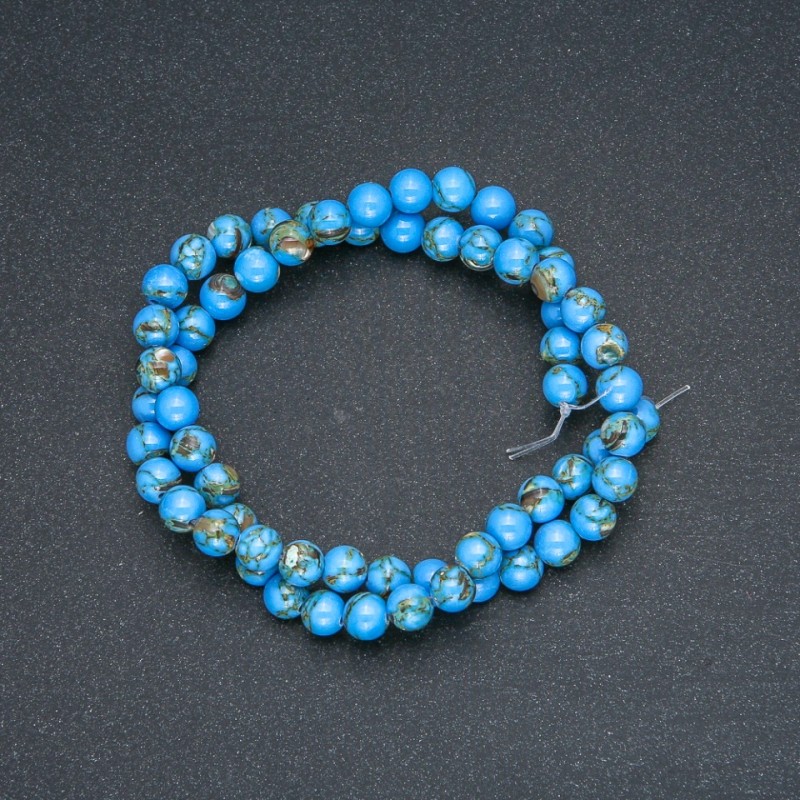 Blue Imperial Jasper Beads (Pressed) Smooth Ball, 6 mm Diameter, 40 cm Length +