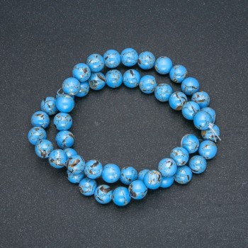 Blue Imperial Jasper Beads (Pressed) Smooth Spheres, 8mm Diameter, 40 cm Length