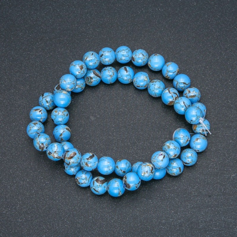Blue Imperial Jasper Beads (Pressed) Smooth Spheres, 8mm Diameter, 40 cm Length