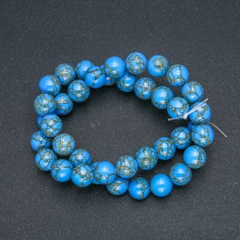 Blue Imperial Jasper Beads (pressed) Smooth Round Beads, 10mm diameter, 40cm length