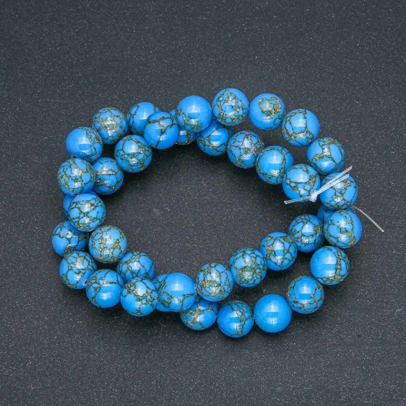 Blue Imperial Jasper Beads (pressed) Smooth Round Beads, 10mm diameter, 40cm length
