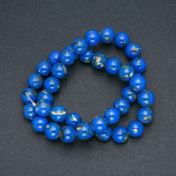 Blue Imperial Jasper Beads (pressed) smooth round beads, 10mm diameter, 40cm length