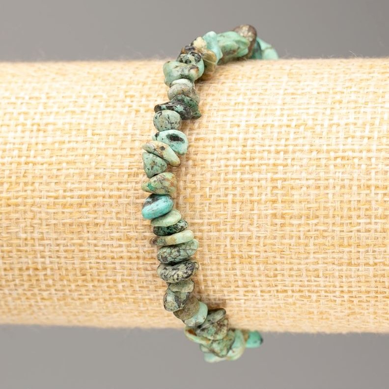 Elastic bracelet with natural Amazonite chips, 7×3 mm diameter+