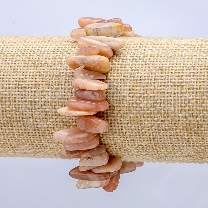 Elastic bracelet with natural selenite chip "Needles", diameter 15×5 mm+