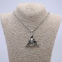 Pendant "Skull in a Triangle" 50×45 mm on a chain, length 70 cm silver-toned metal