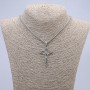 Pendant 'Cross' 52x30 mm ± on chain, length 70 cm ± silver-toned metal
