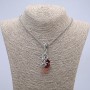 Pendant Dragon Head and Red Orb 22x51 mm on a chain, length 65 cm, silver-colored metal