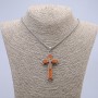 Pendant Cross 65×35 mm on a chain, 65 cm long, silver-colored metal, wood