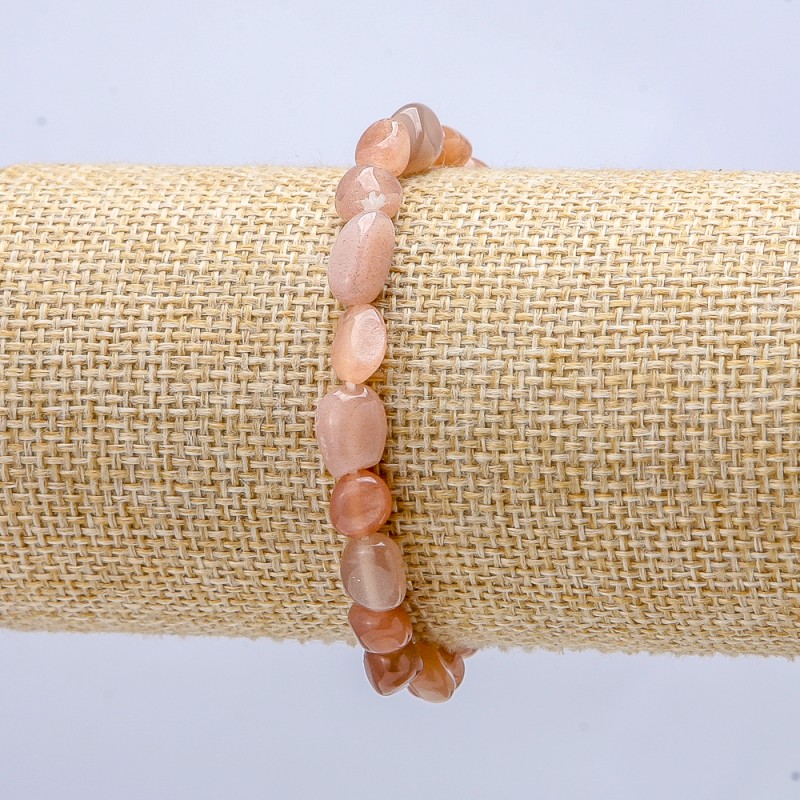 Elastic bracelet with natural selenite, tumbled beads, 10x6 mm