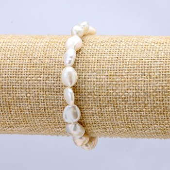 Elastic bracelet with natural river pearls, 8mm diameter