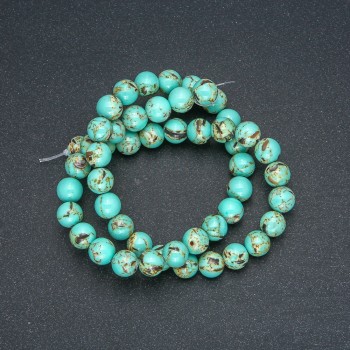 Beads on a thread Imperial Jasper light green (pressed) smooth bead, 8 mm diameter, length 40 cm + -