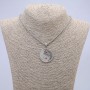 Pendant 'Yin Yang' with rhinestones, 40x30 mm on chain, length 70 cm, silver-toned metal