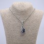 Dragon Head Pendant Blue Sphere 22x51mm on chain, 65 cm length, silver metal color