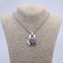 Pendant 'Dragon's Eye' in a bezel 43x35 mm on a chain, chain length 70 cm, silver-tone metal
