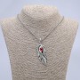 Pendant 'Feather with Dragon Eye' 65x23mm on chain, length 70cm +/- silver-toned metal